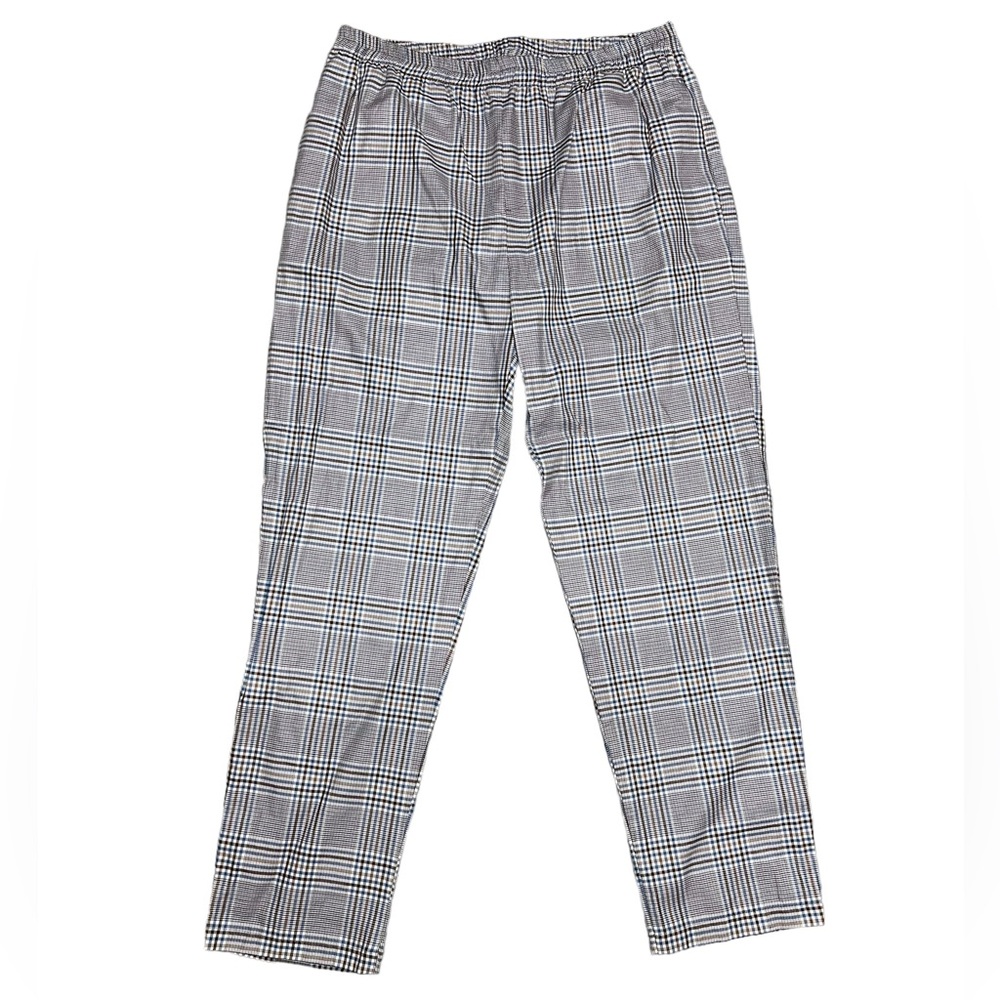 Zara Plaid Size Large Trousers Blue, Brown and White
